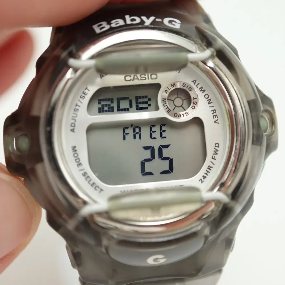 Casio Baby G Shock Clear Gray 43mm Digital Watch Animal BG169R w New Battery